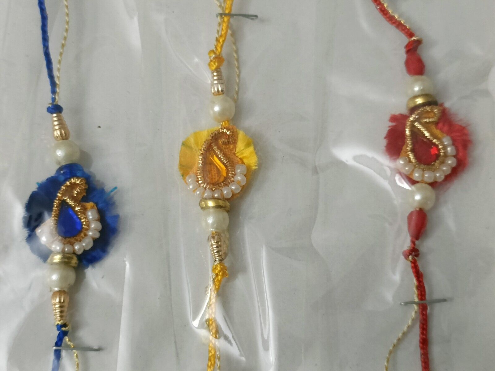 3 Pcs Set Of Indian Bhai Rakhi Bracelet Rakshabandhan Dhaga Rakhdi Bracelet