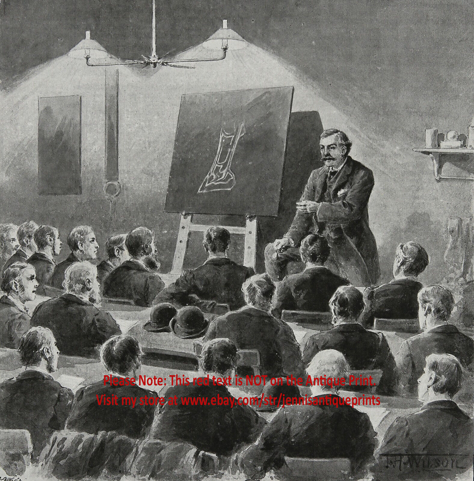 Veterinary Lecture on Horse Lameness Morley College, Large 1890s Antique Print