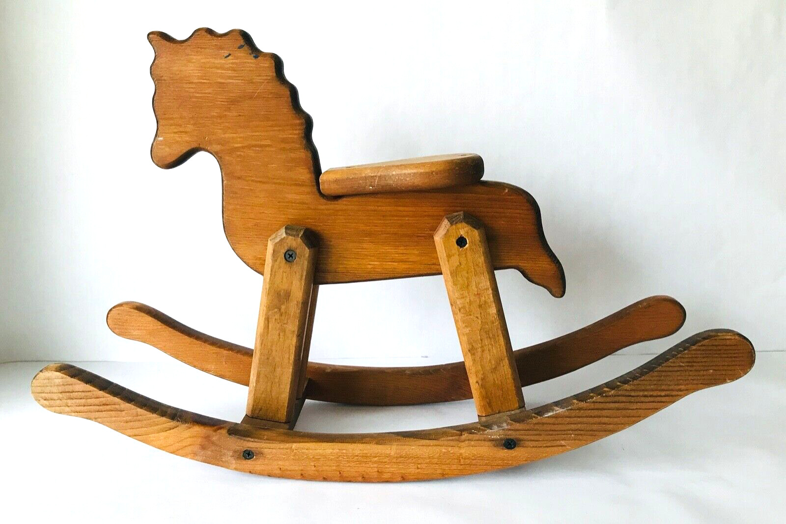 Rocking Horse Decor Solid Wood Hand Made Teddy Bear Size 13.5\