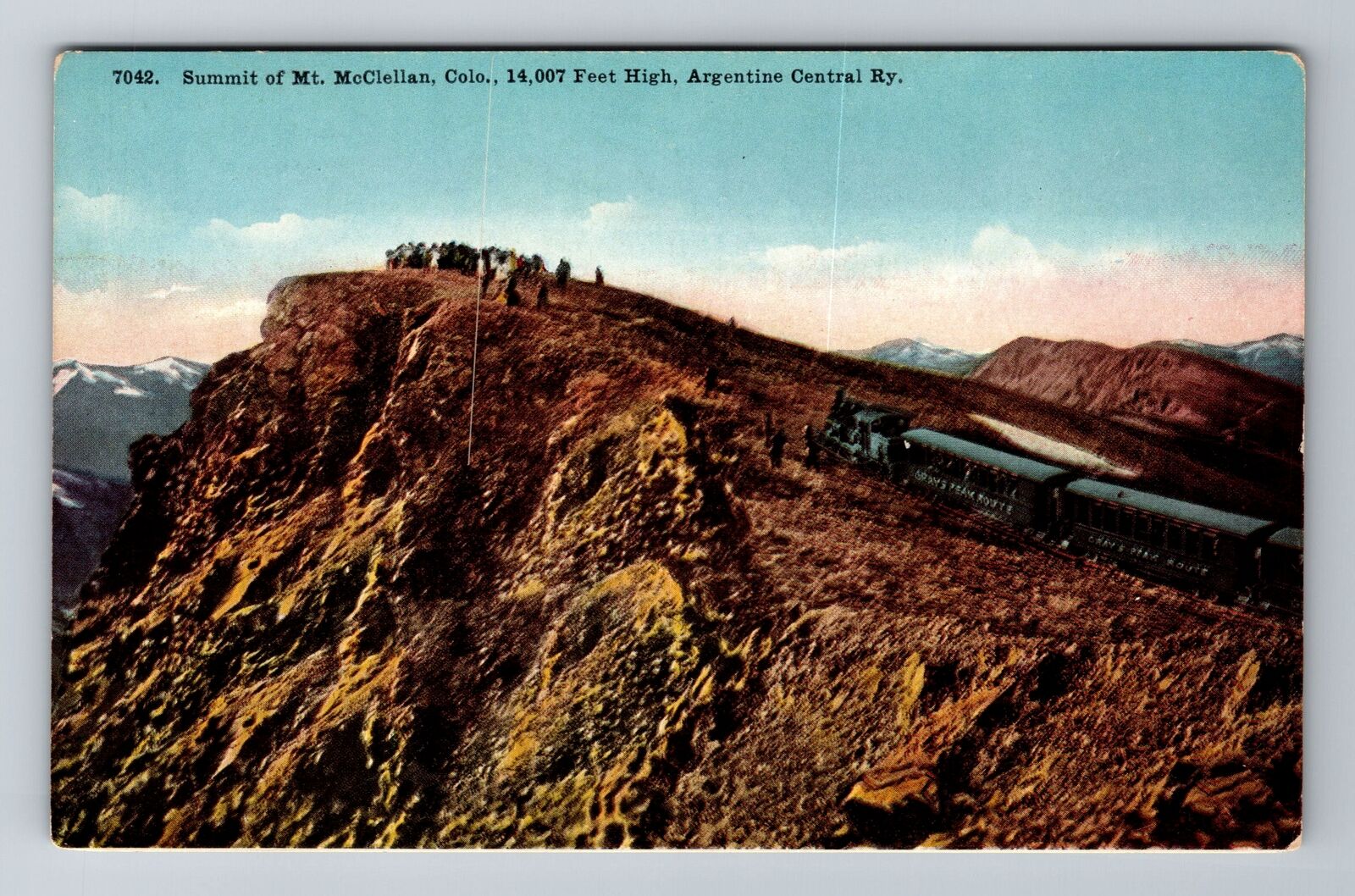 Mt McClellan CO-Colorado, Summit & Rail Car, Antique Vintage Souvenir Postcard