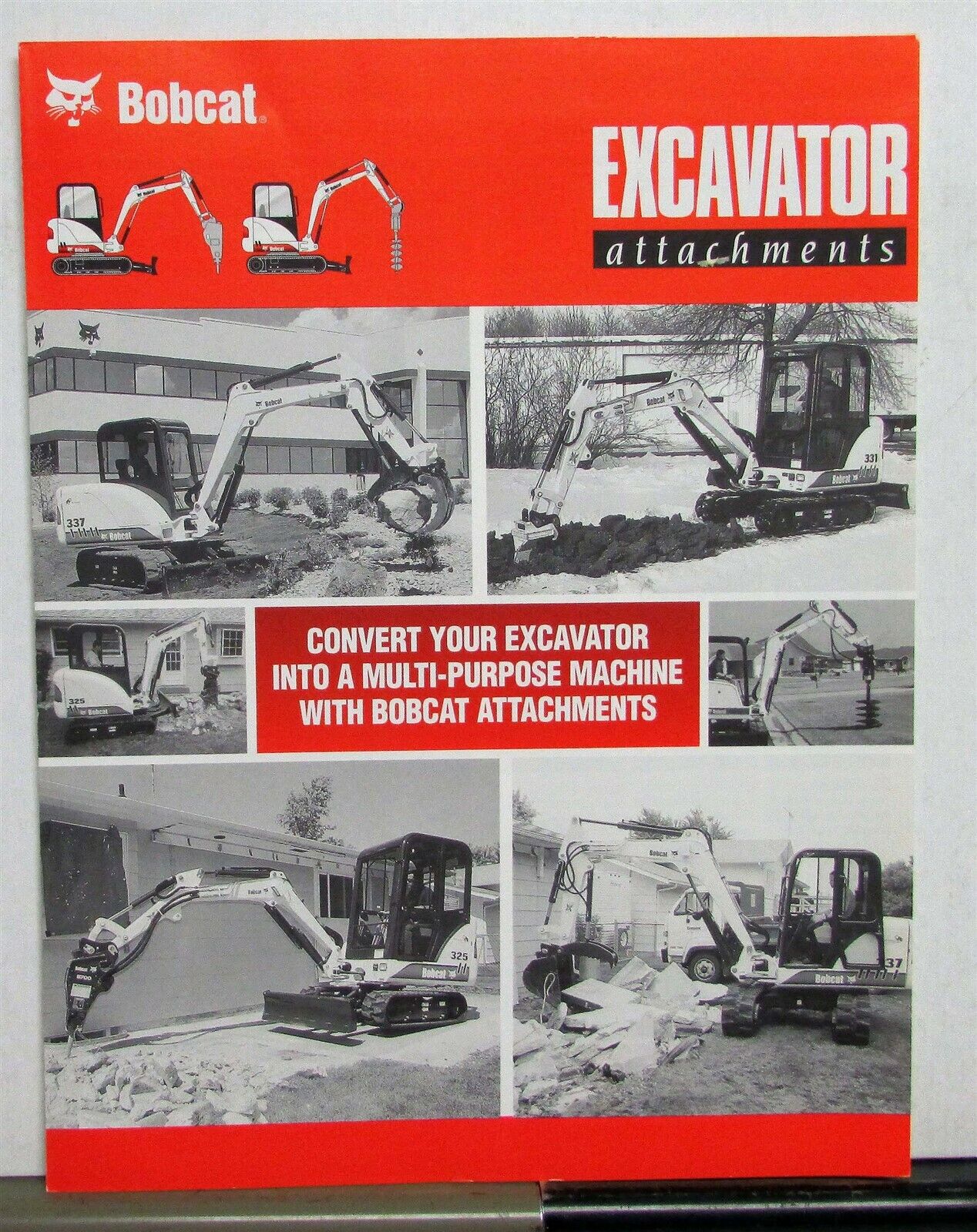 2001 Bobcat Excavator Attachments Multipurpose Construction Sales Folder