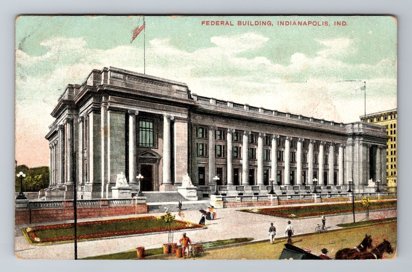 Indianapolis IN-Indiana, Federal Building, Antique, Vintage c1908 Postcard