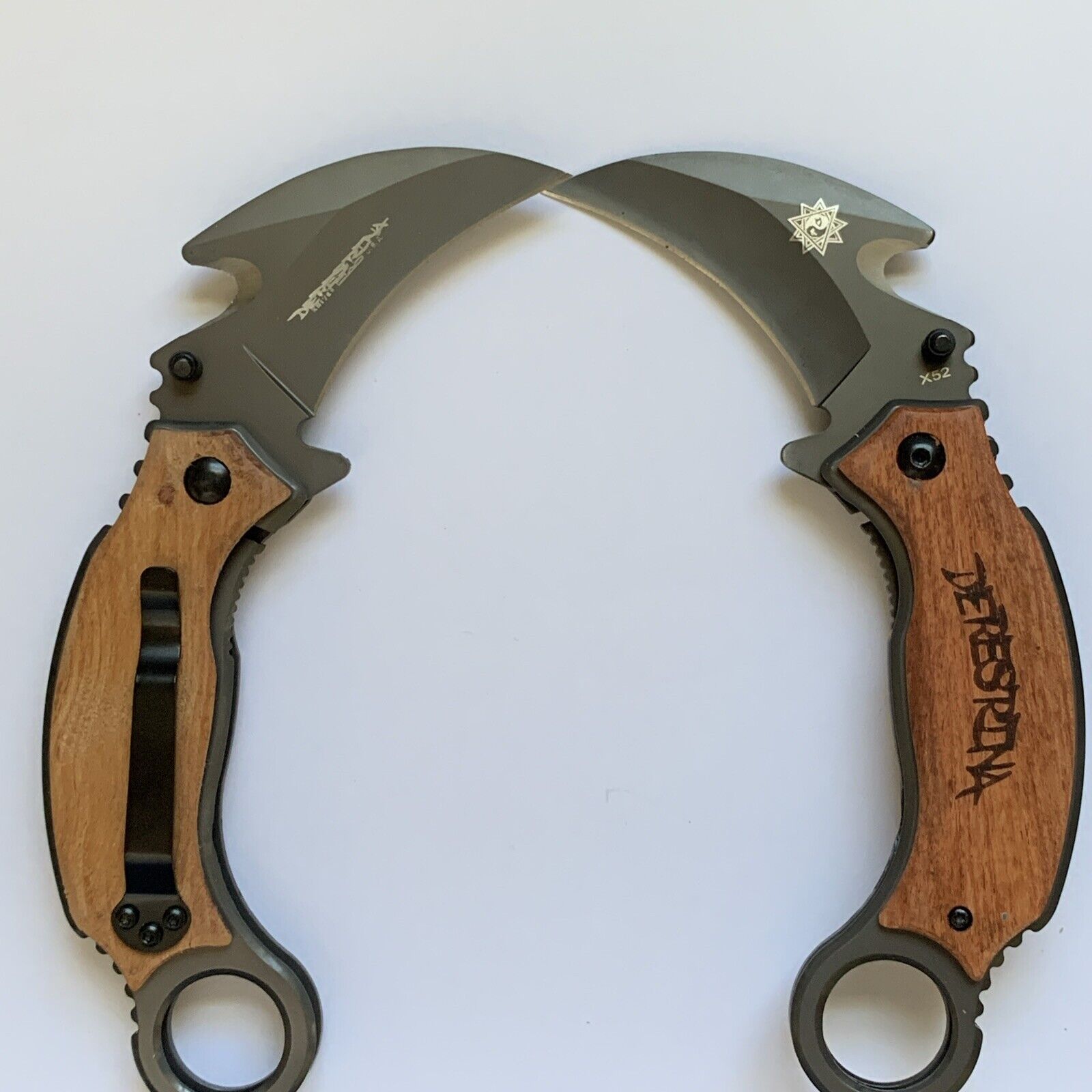 2X EDC Cool Spring Karambit Tactical Assisted Folding Pocket Claw Knives 6.5”