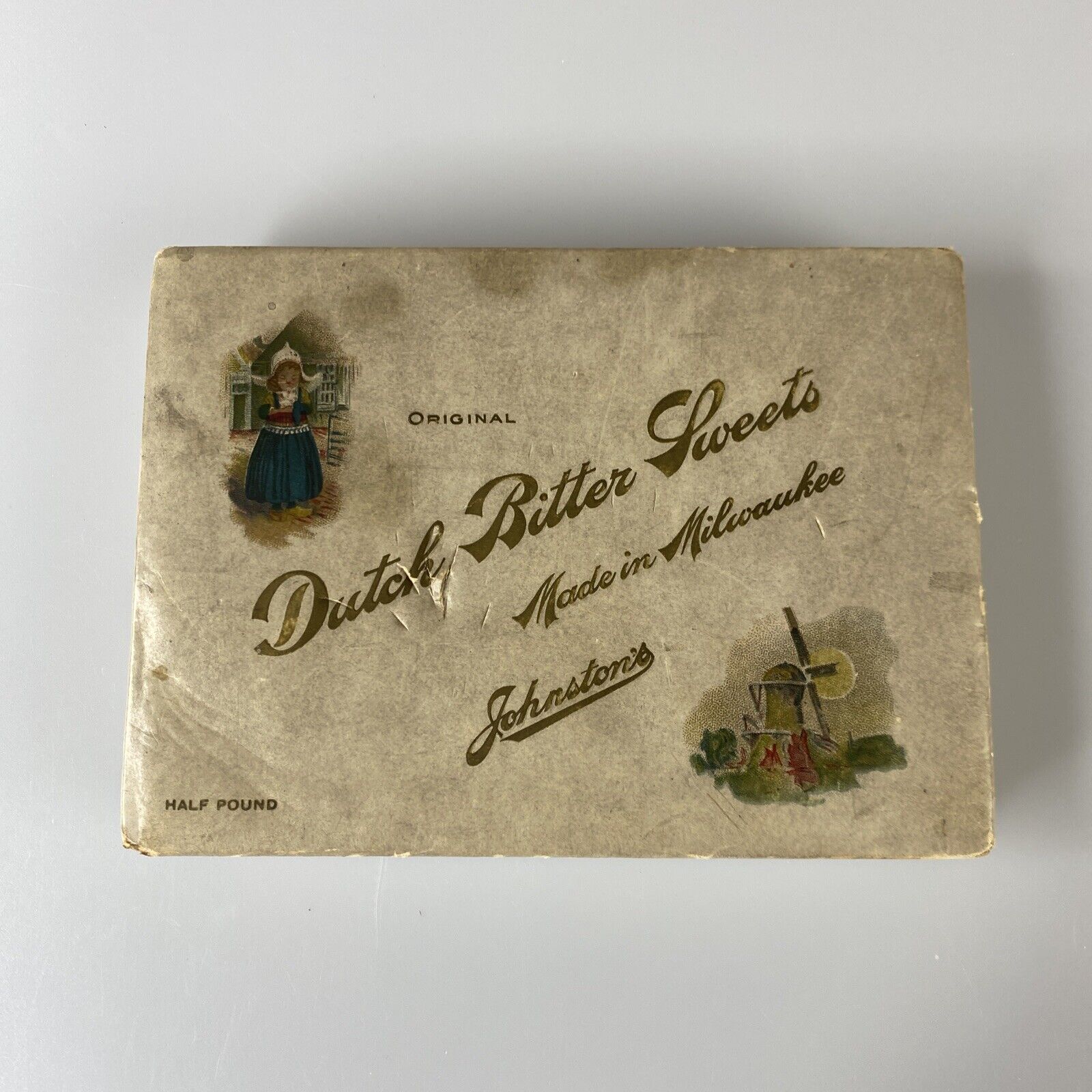 1910\'s-20s JOHNSTON\'S DUTCH Bitter SWEET CANDY BOX Chocolate CHRISTMAS Milwaukee