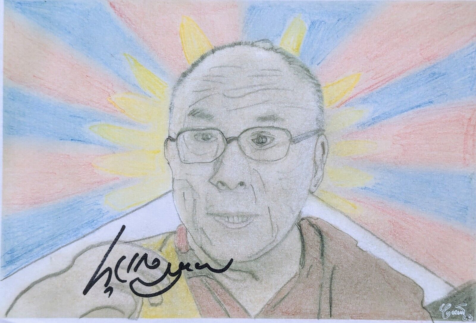 Dalai Lama Autograph Signed Photo PSA DNA Full Letter of Authenticity