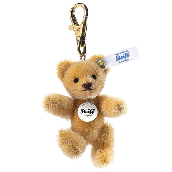 Steiff Authorized Dealer Mohair Mini Teddy Bear Keyring Blonde Plush Toy New