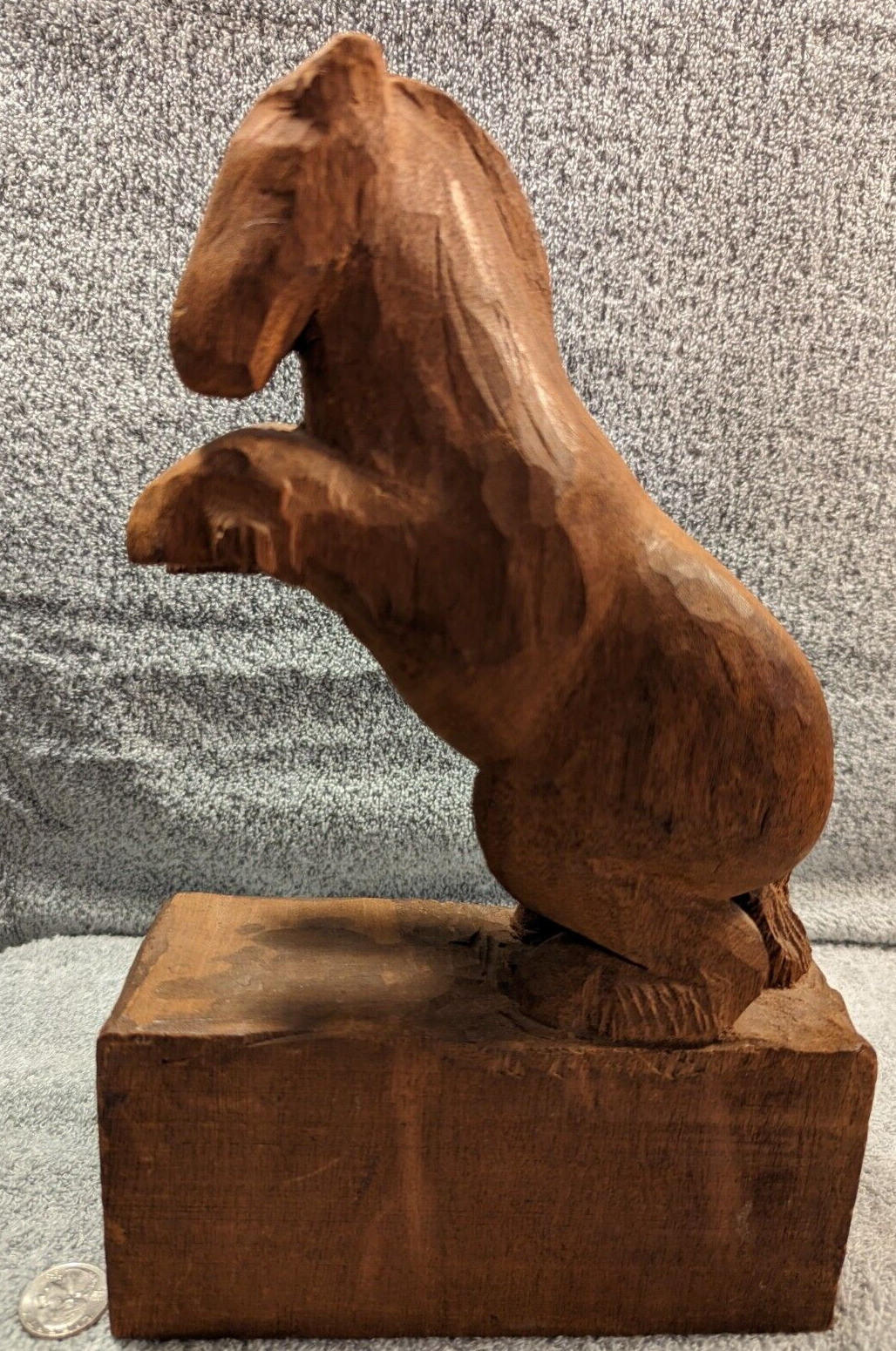 Wooden Horse Hand Carved Vintage Artist Unknown Rugged Chunky Mystical Decor