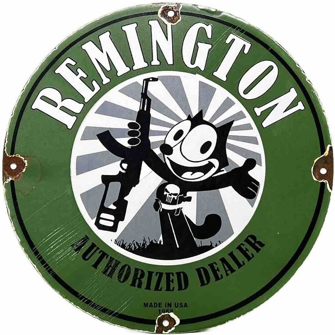 VINTAGE REMINGTON PORCELAIN SIGN AMMO 12 GAUGE SHOT GUN SHELLS BIRD HUNTING DOG