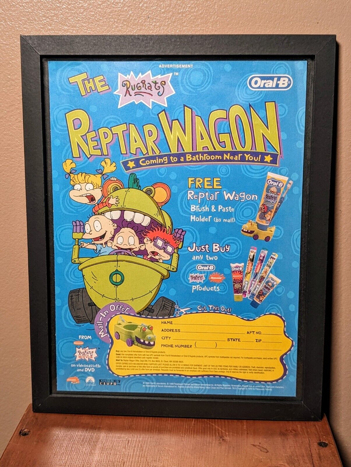 Vintage Nickelodeon Rugrats Reptar Oral B Promo Ad Print Poster Art 6.5/10in