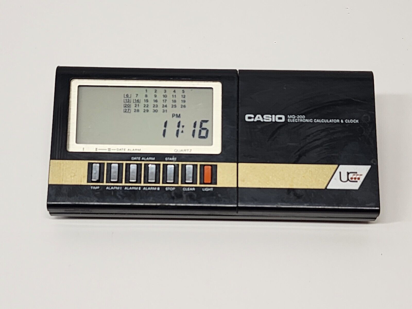Vintage Casio MQ-200 Lcd Calculator Clock And Musical Clock VERY RARE BURGUNDY