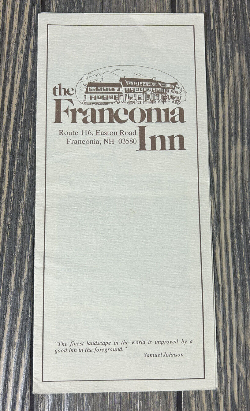 Vintage The Franconia Inn New Hampshire Brochure Pamphlet Souvenir