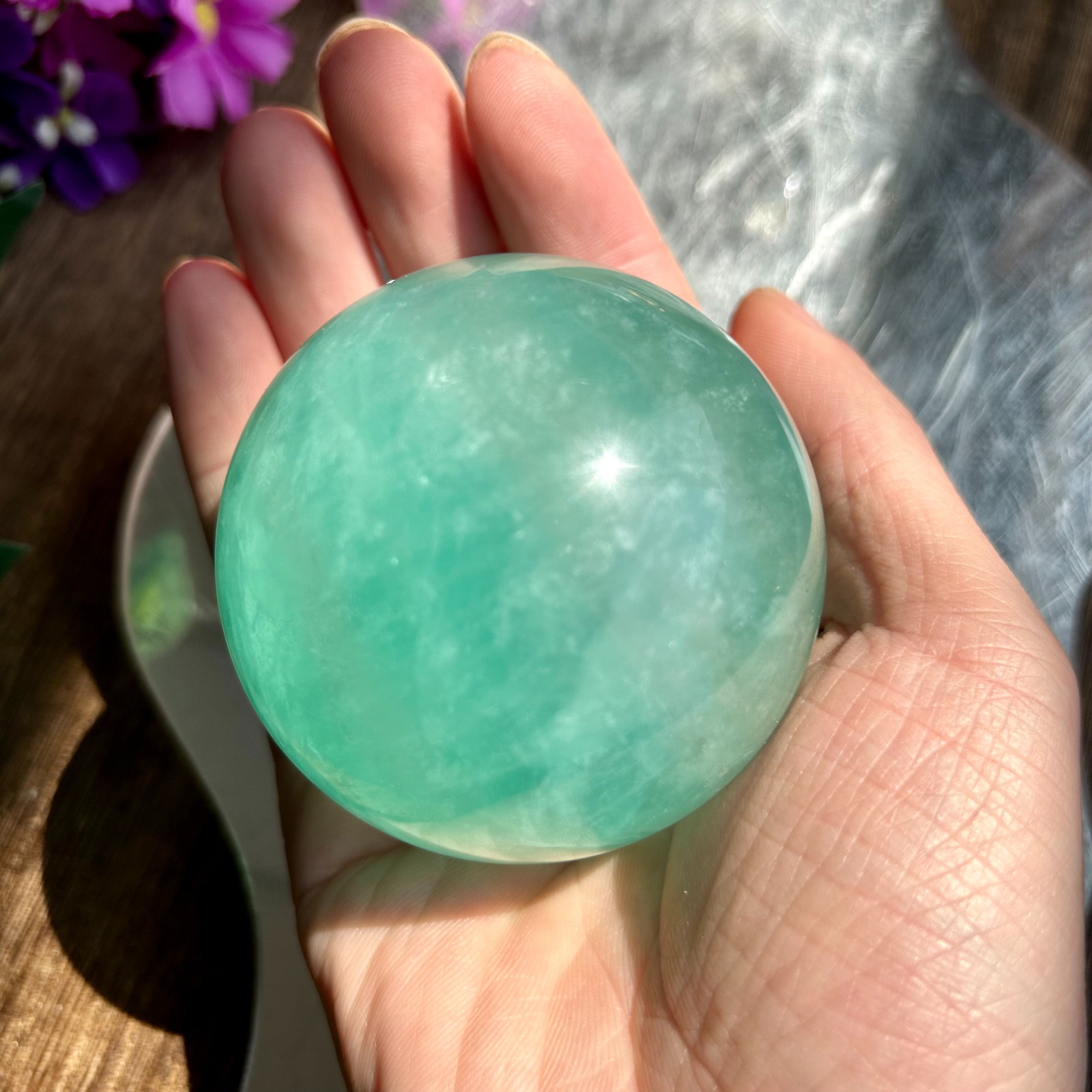 1pc Amazing green Fluorite Crystal Sphere Mineral Ball Display Healing 480g