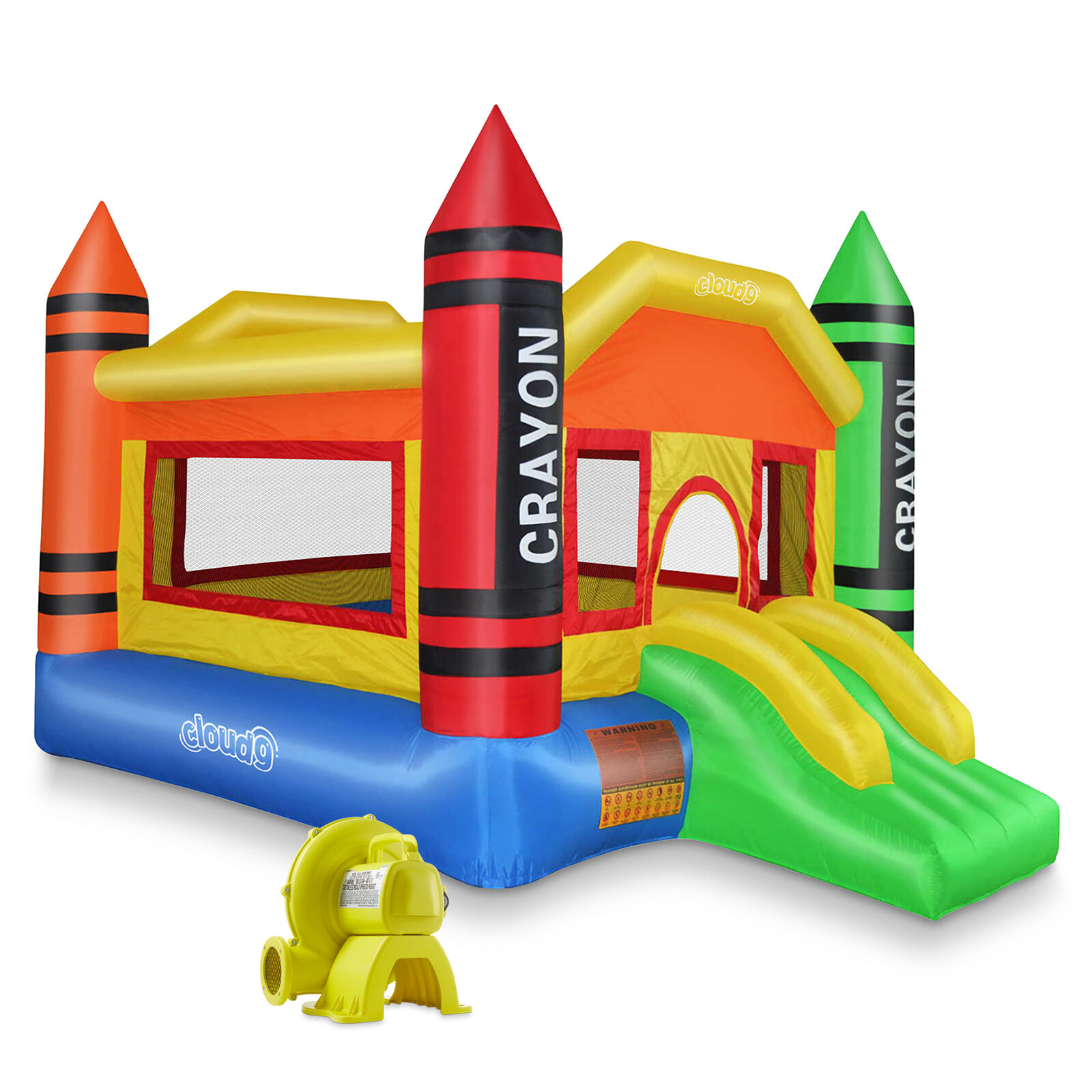 Mini Crayon Bounce House Slide Jump Bouncer Inflatable with Blower