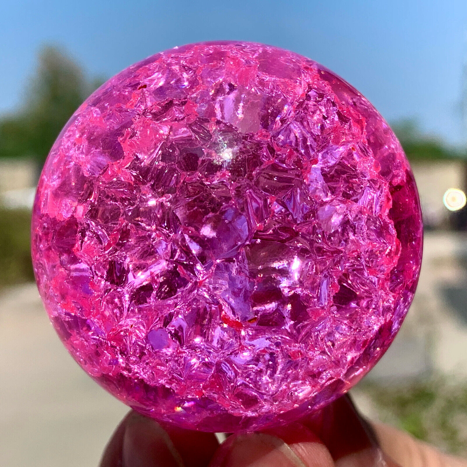167G  Natural Titanium Rainbow Quartz sphere Crystal ball Healing