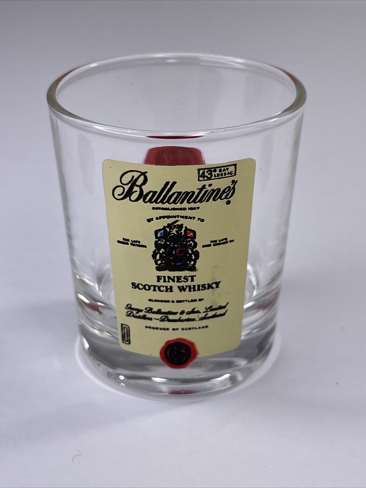 Vintage 1960’s Ballantine’s Fine Scotch Whisky Shot Glass Reims Made In France
