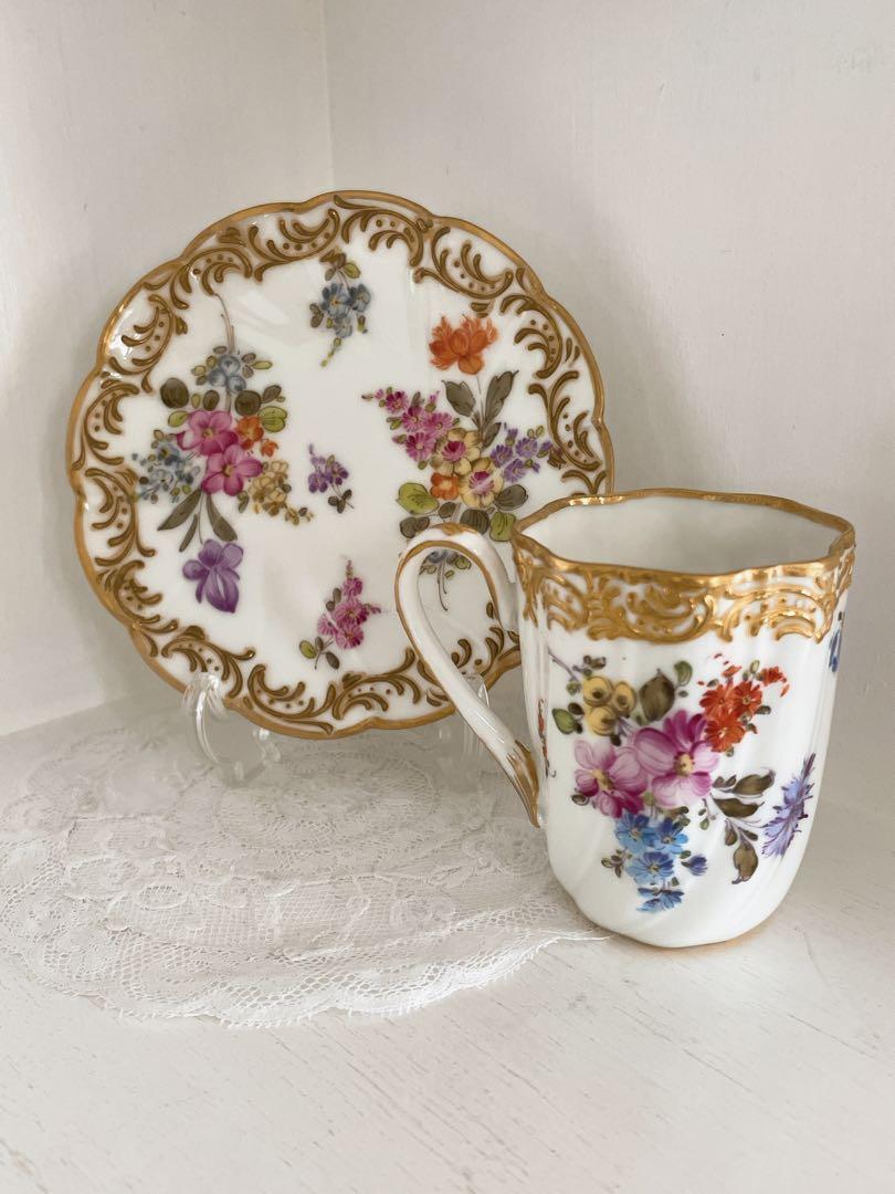French 1800\'s Antique Bourdois & Bloch Cup and saucer Rare