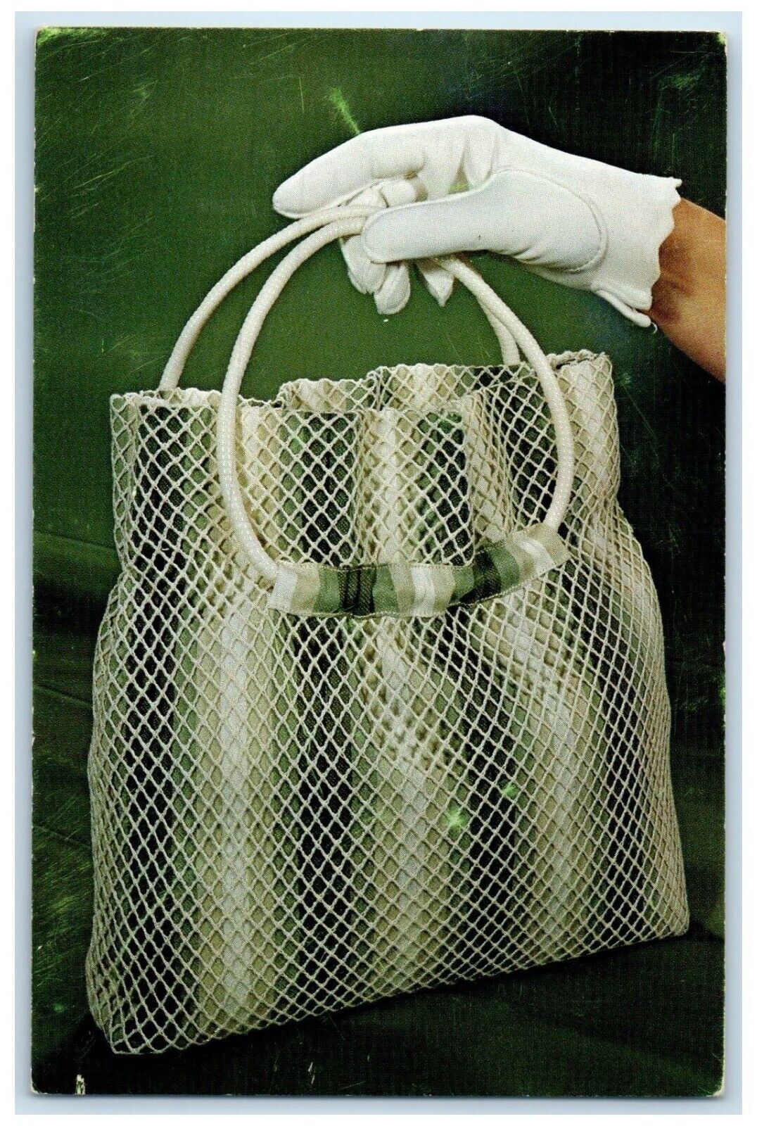 c1950's Lattice Look Handbag Crisp Fashion Fresh Purse Unposted Vintage Postcard
