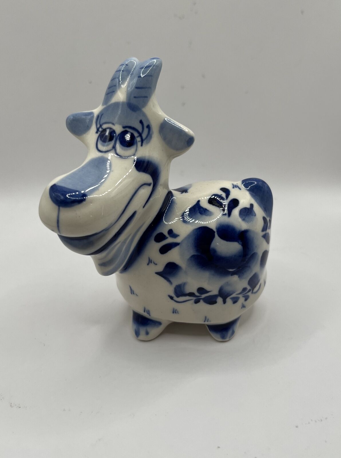 Porcelain Gzhel Goat figurine handmade Russian