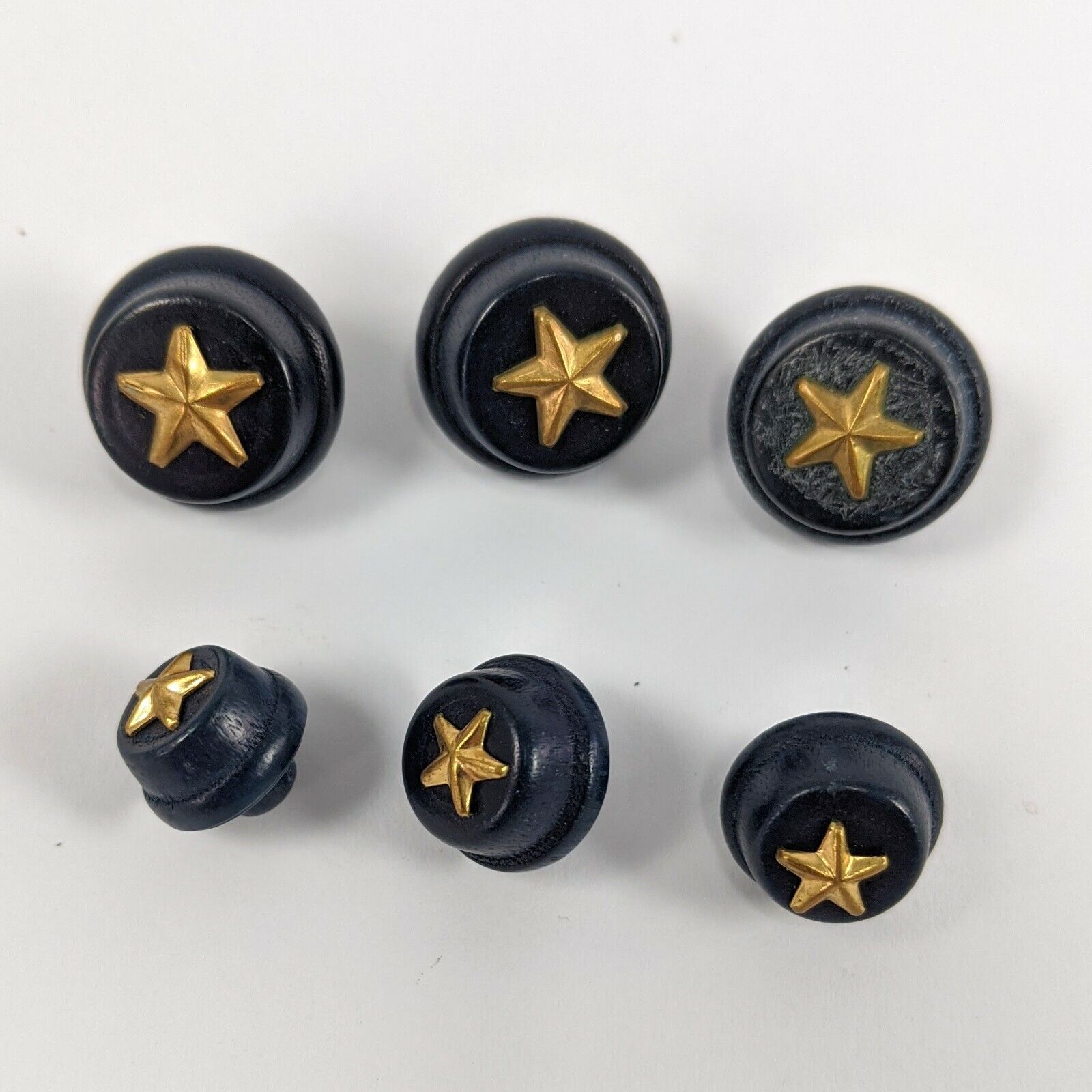 Vintage Navy Blue Gold Star Uniform Buttons Military Buttons Lot of 6 Bakelite