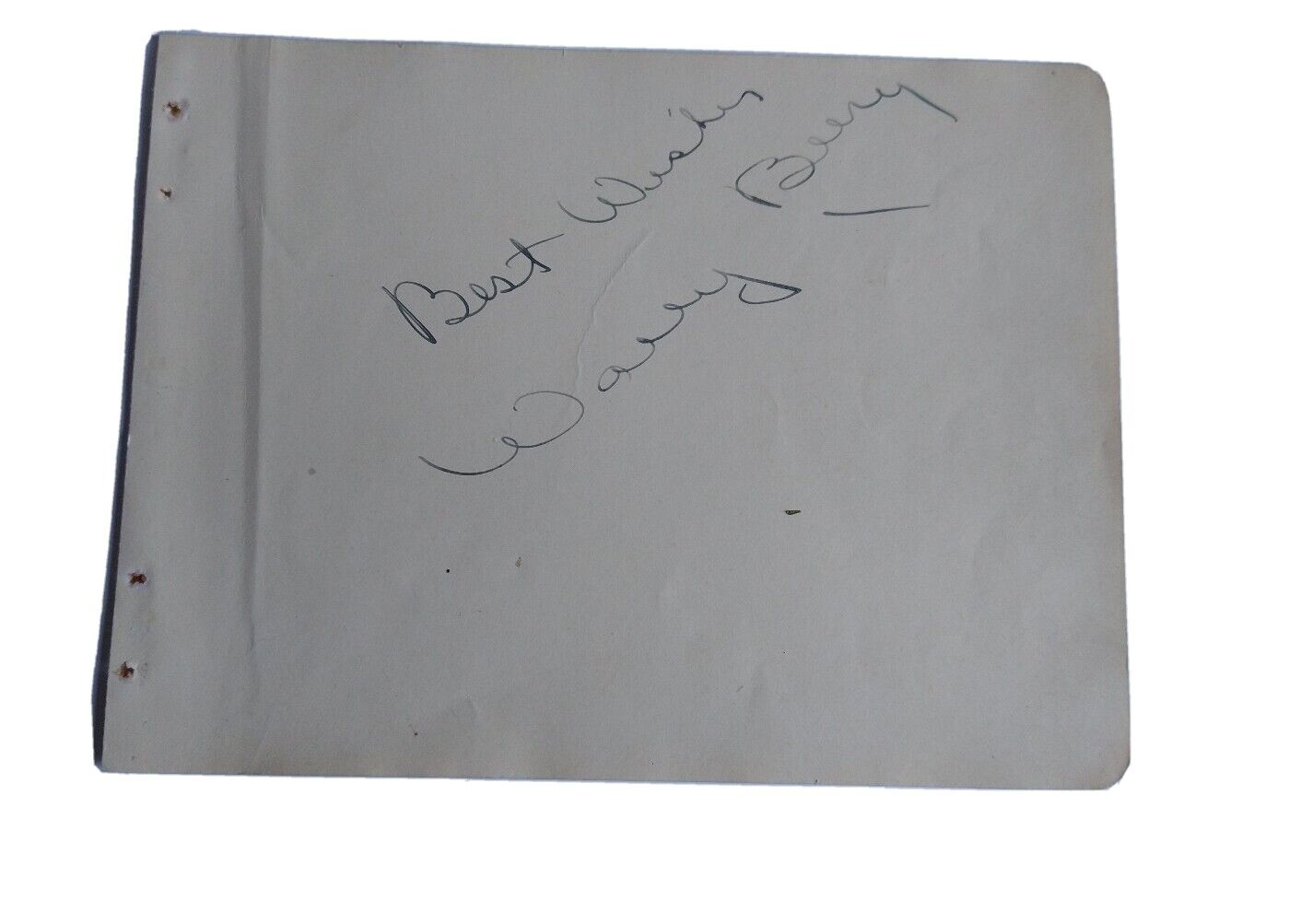 Wally Wallace Berry Signed Autograph Page [40s]