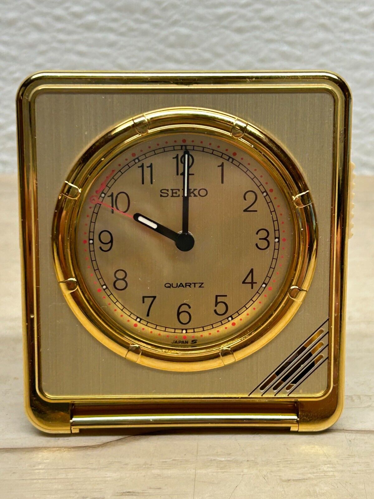 Vintage SEIKO Quartz Folding Travel Alarm Clock QUH301G Made By Seikosha Japan