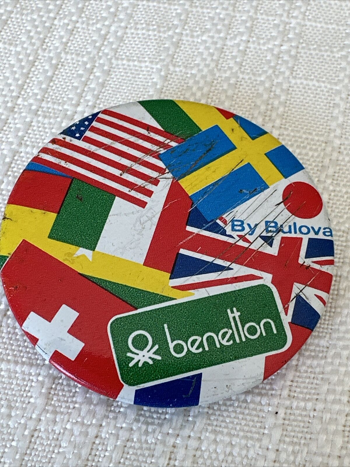 Vintage Benetton Bulova Pin Back Button