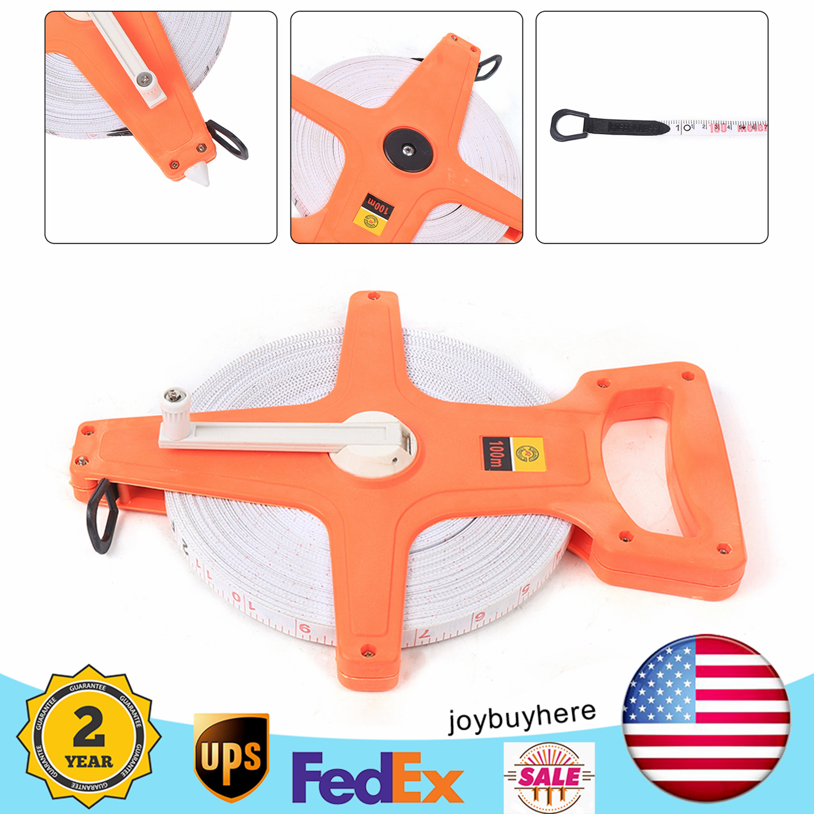 300 Foot Double Sided Fiberglass Long Tape Measure  Landscaping Surveying Tool 