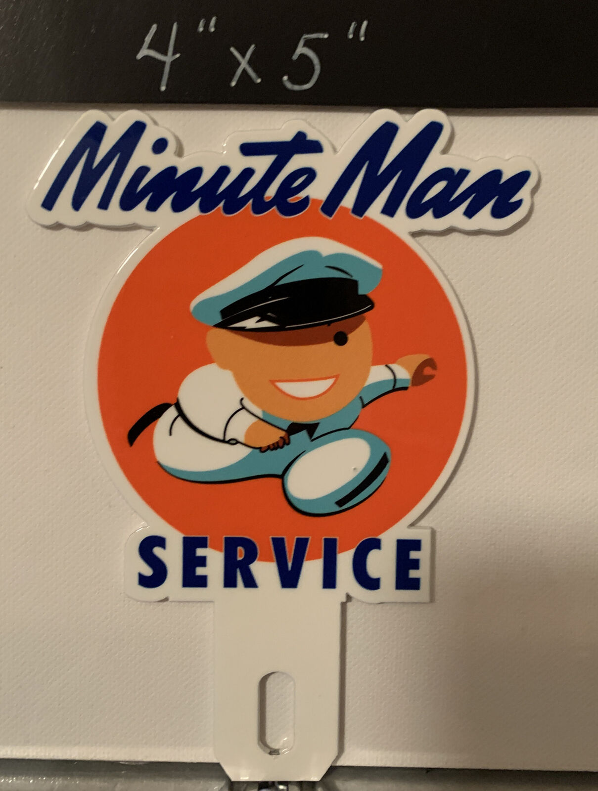 Minute Man Metal Plate Topper Service Station Repairs Auto Truck Sales Gas Oil
