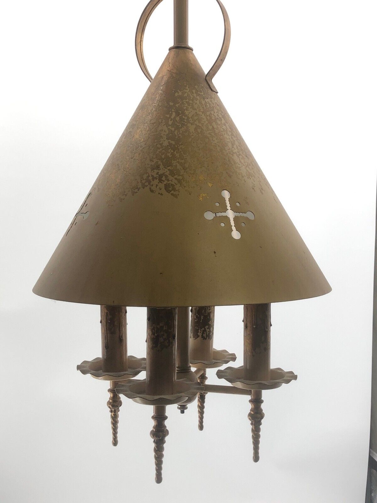 Vintage Hollywood Regency Church Swag Candelabra Hanging Lamp