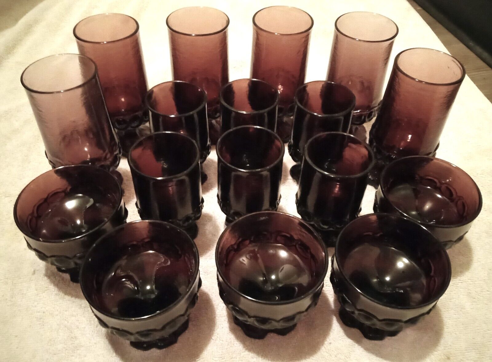 17 PC Tiffin Franciscan Glass Lot MADEIRA PLUM 6 Iced Tea - 6 Juice - 5 Sherbet