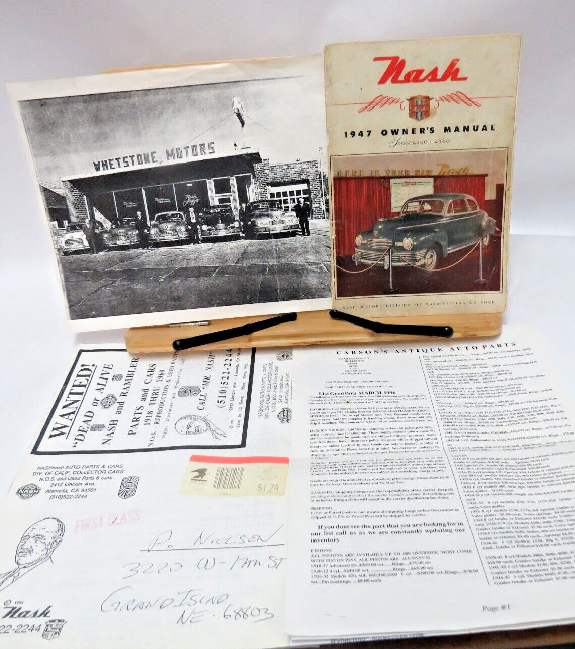 1947 Nash Original Owner\'s Manual With 2 Vintage Parts Catalogs Pre-Owned