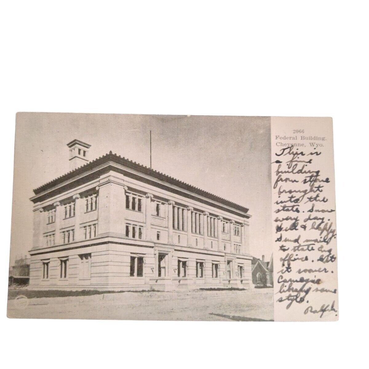 Postcard Federal Building Cheyenne Wyoming Undivided Back Vintage Posted