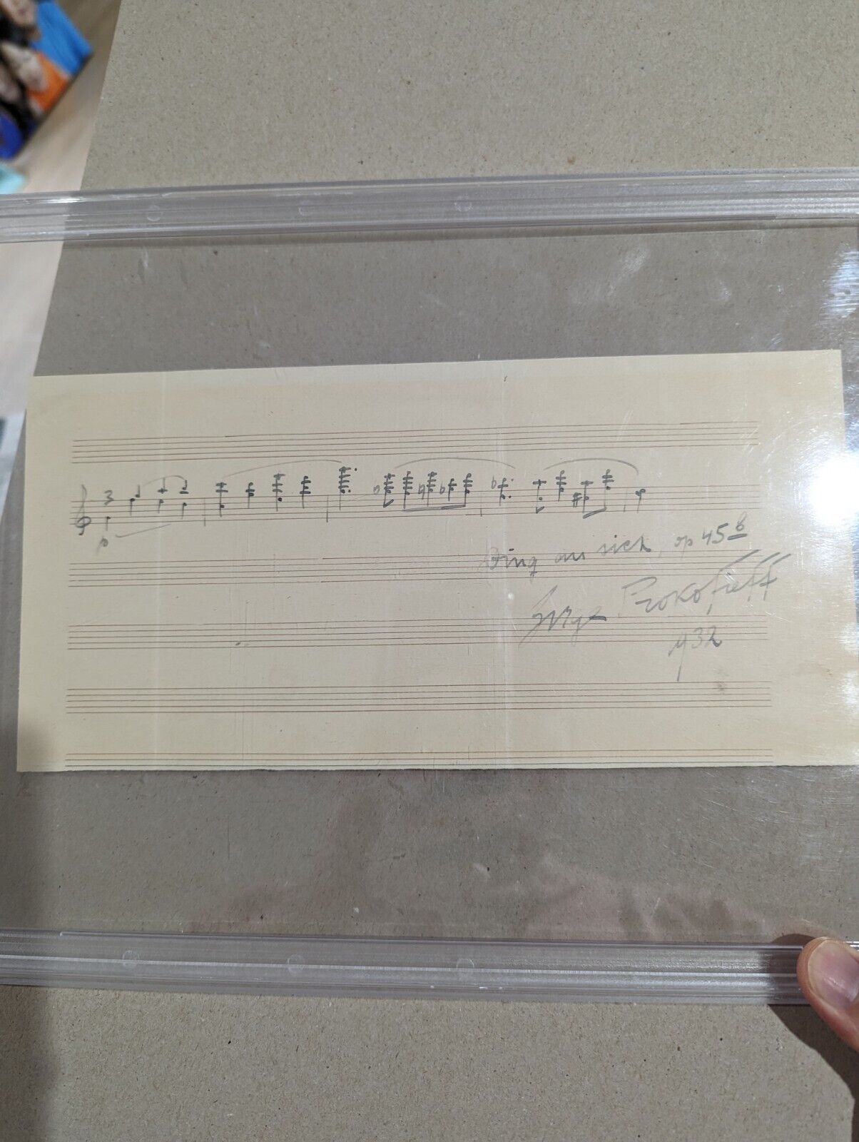 Sergei Prokofiev Autograph musical quotation signed. PSA/DNA encapsulated.