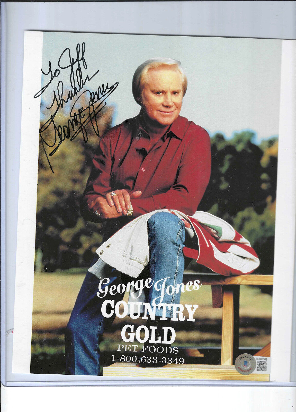 George Jones Country Gold Pet Foods Photo Signed Beckett Authentication BAS