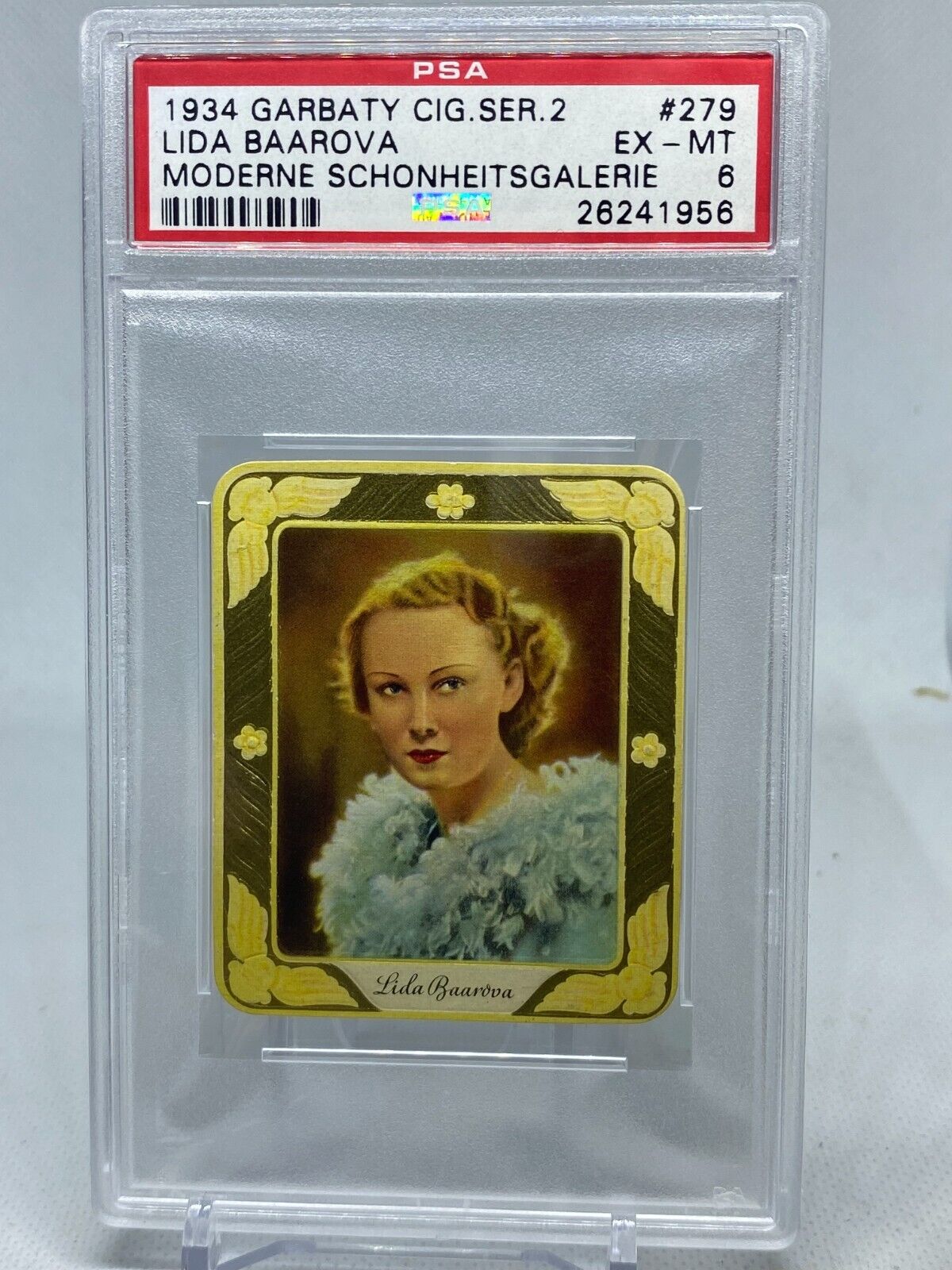 1934 Garbaty Film Star Series 2 Embossed Cigarette Card #279 Lida Baarova PSA 6