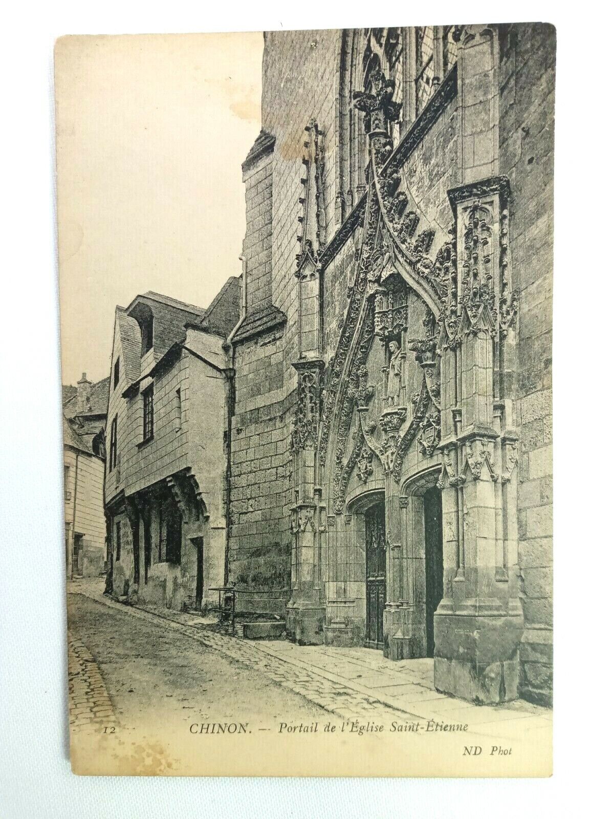 Vintage Postcard Chinon Portail de P Eglise Saint Etienne France