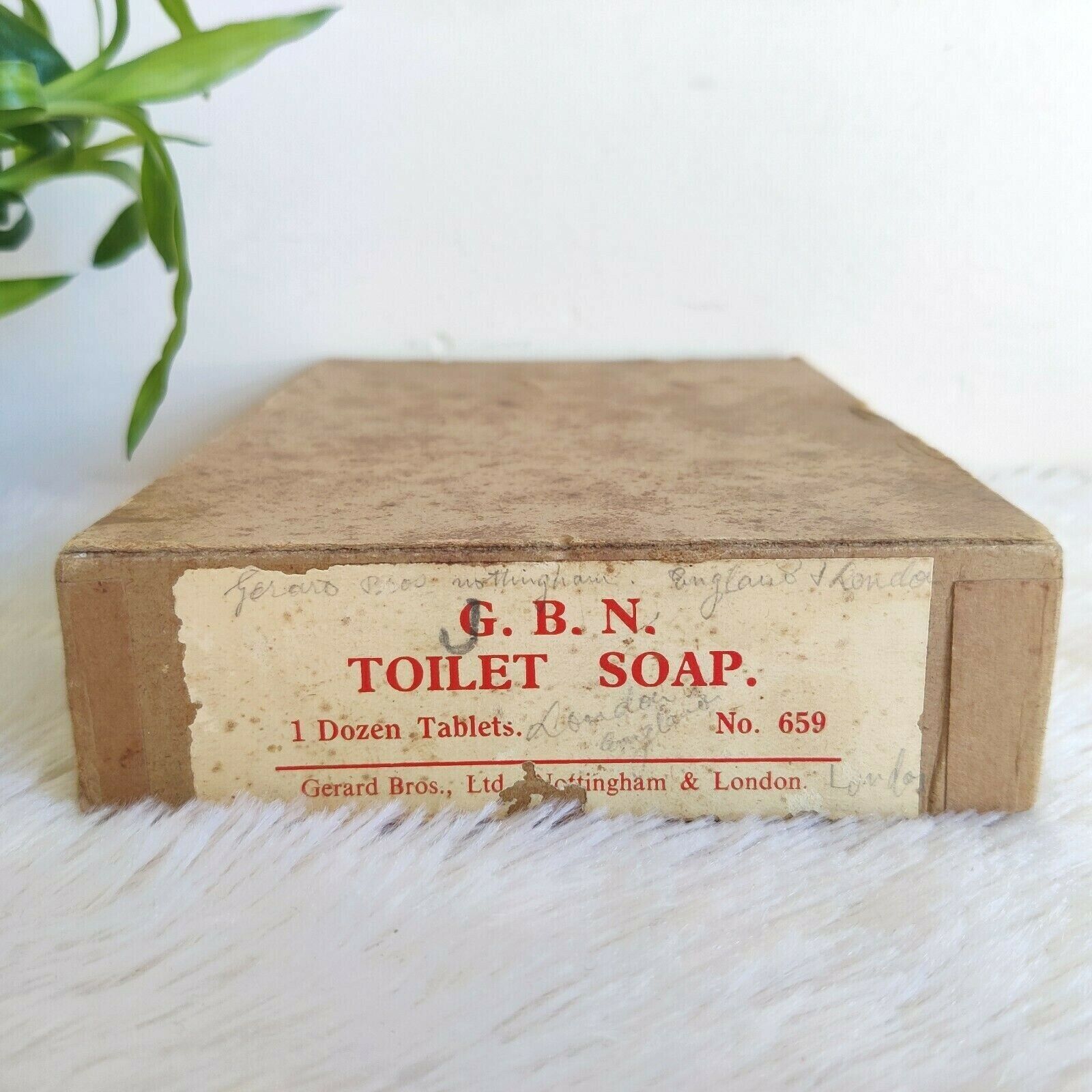 1930 Vintage Gerard Bros GBN Toilet Soap No 659 Adv Cardboard Box London CB256