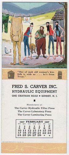 Summit, NJ, Fred Carver, Mt  Boys, Feb 1957 Calendar advertising blotter