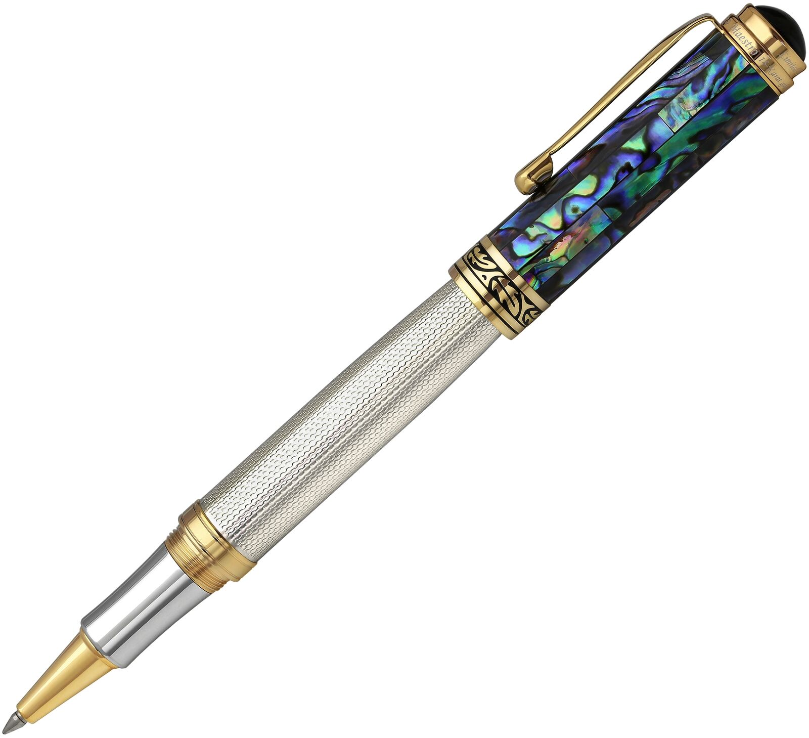 Xezo Maestro 925 Sterling Silver & Sea Shell Rollerball Pen w/ Gold. LE, Serial