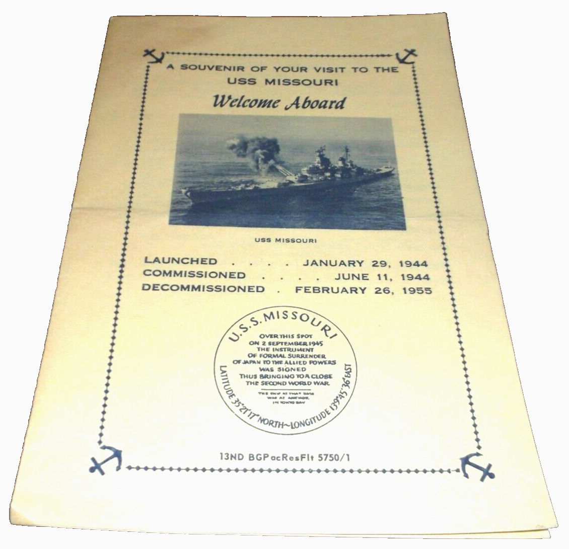 1966 USS MISSOURI WELCOME ABOARD SOUVENIR BROCHURE