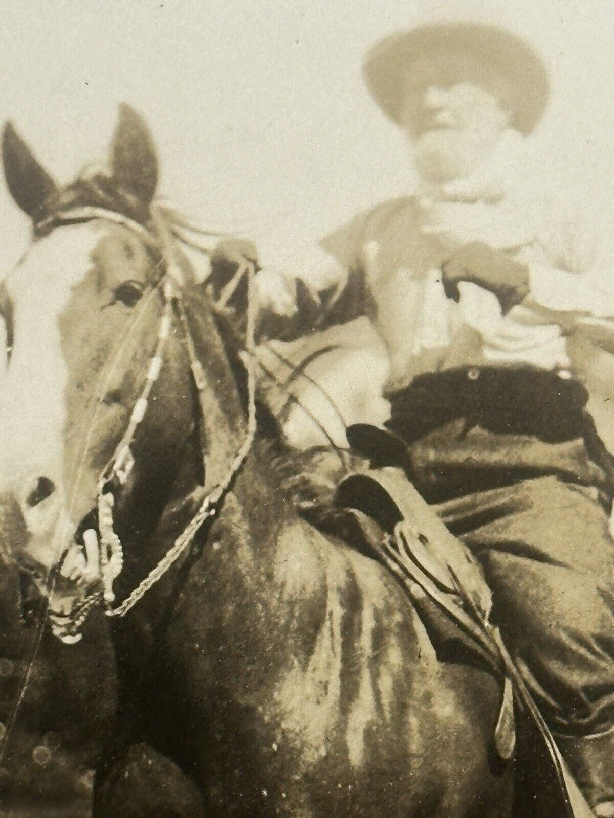 Horse Photo Postcard Rppc Unidentified Man Horseback Rider 88 Years Old AZO