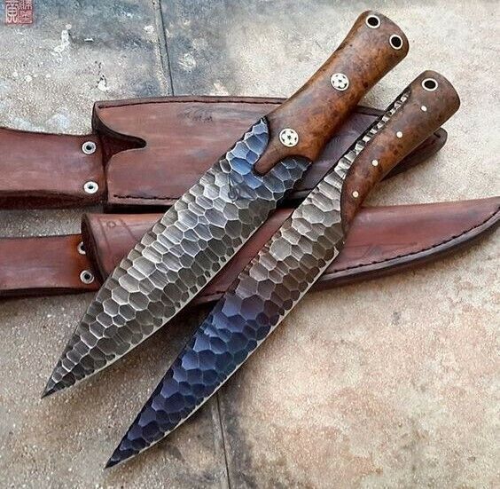 TWO AWESOME 12 INCHES HIGH CARBON STEEL FORGING  DAGGERS WITH SHEATH