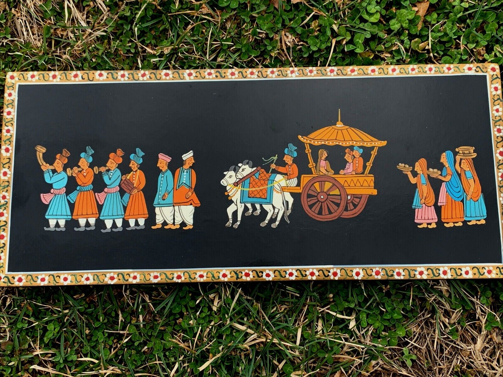 rare INDIA Art OOAK Hindu Bullock Carriage Emperor Empress Ox Parade ❤️sj17j2s