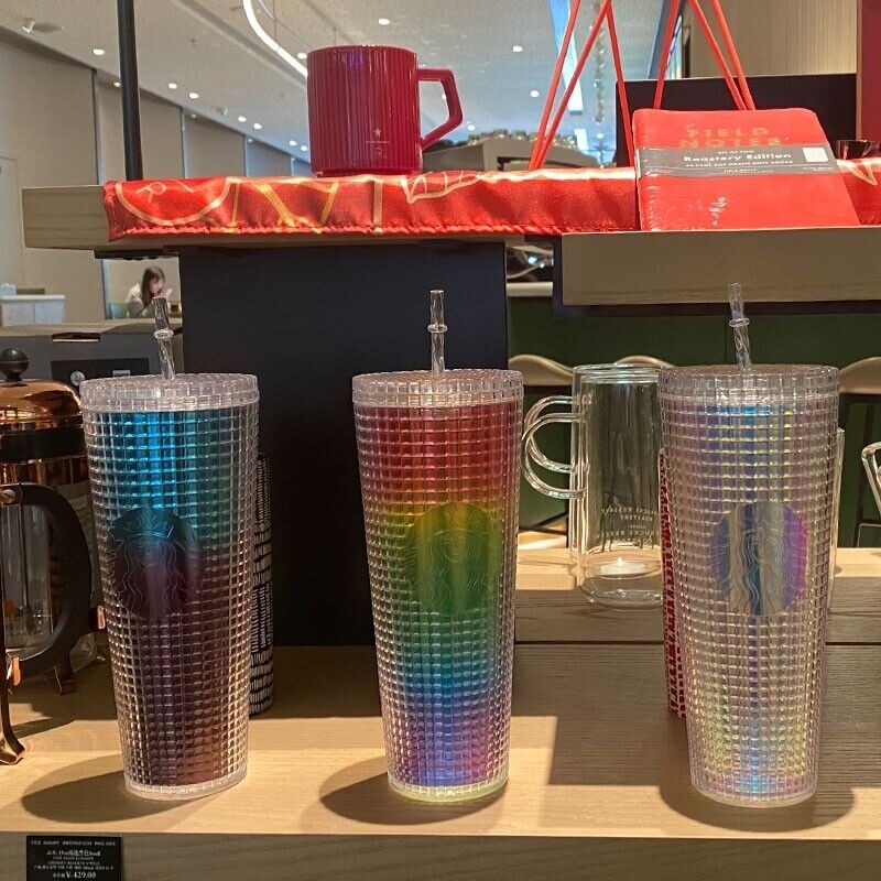 NEW Starbucks Transparent Dazzle Corn Tumbler Cold Cups Coffee Mug 24oz 9 Colors