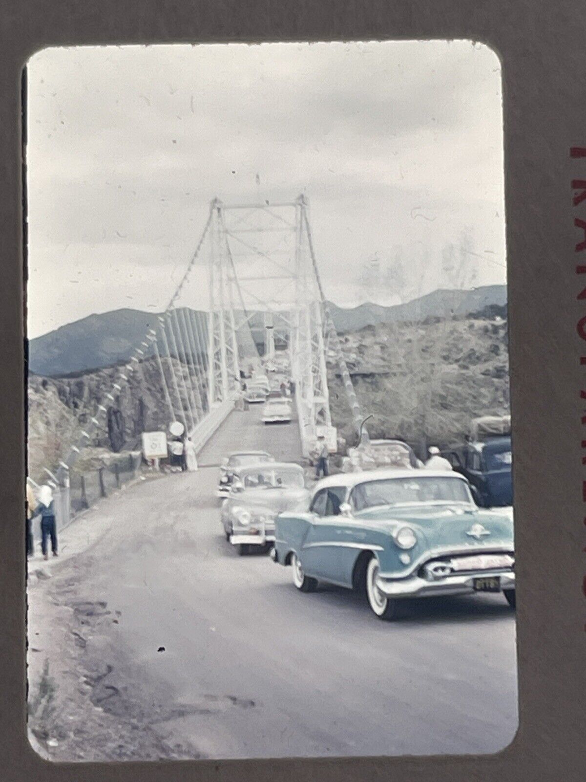 Kodak Red Border Kodachrome Royal Gorge Bridge Colorado Cars