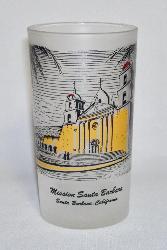 LIBBEY ~ Vintage Frosted Tumbler Glass MISSION SANTA BARBARA, CA (12 Oz)
