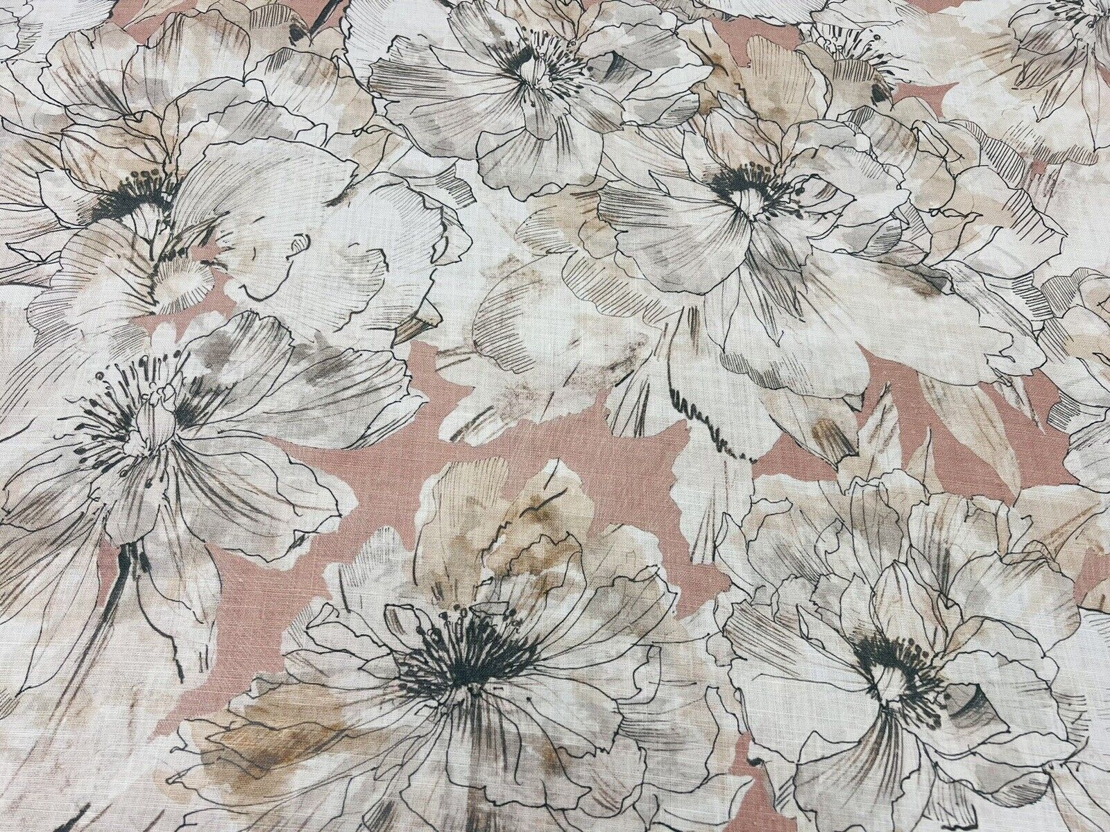 Kravet Couture Contemporary Floral Linen Print Fabric Ayrlies / Blush 1.65 yds