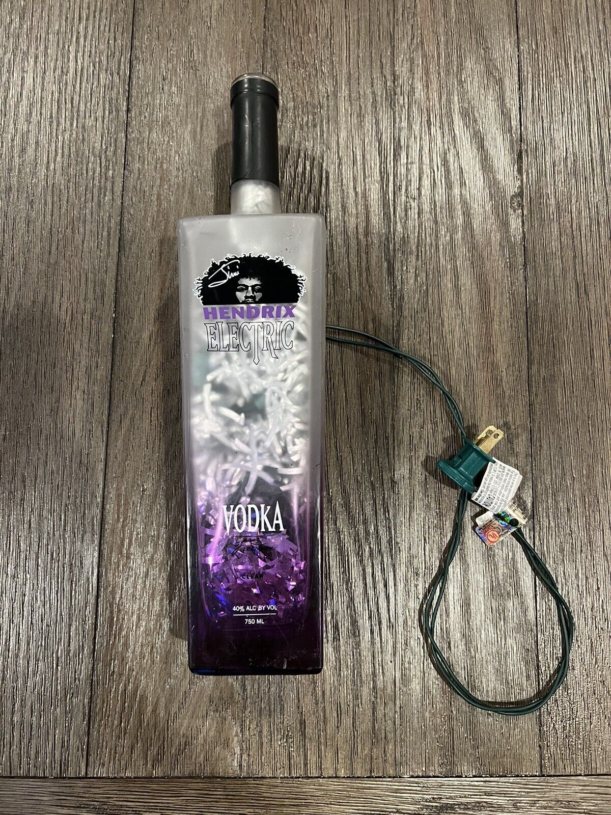 Jimi Hendrix Electric Purple Vodka Light Up Bottle Purple Reign Lamp