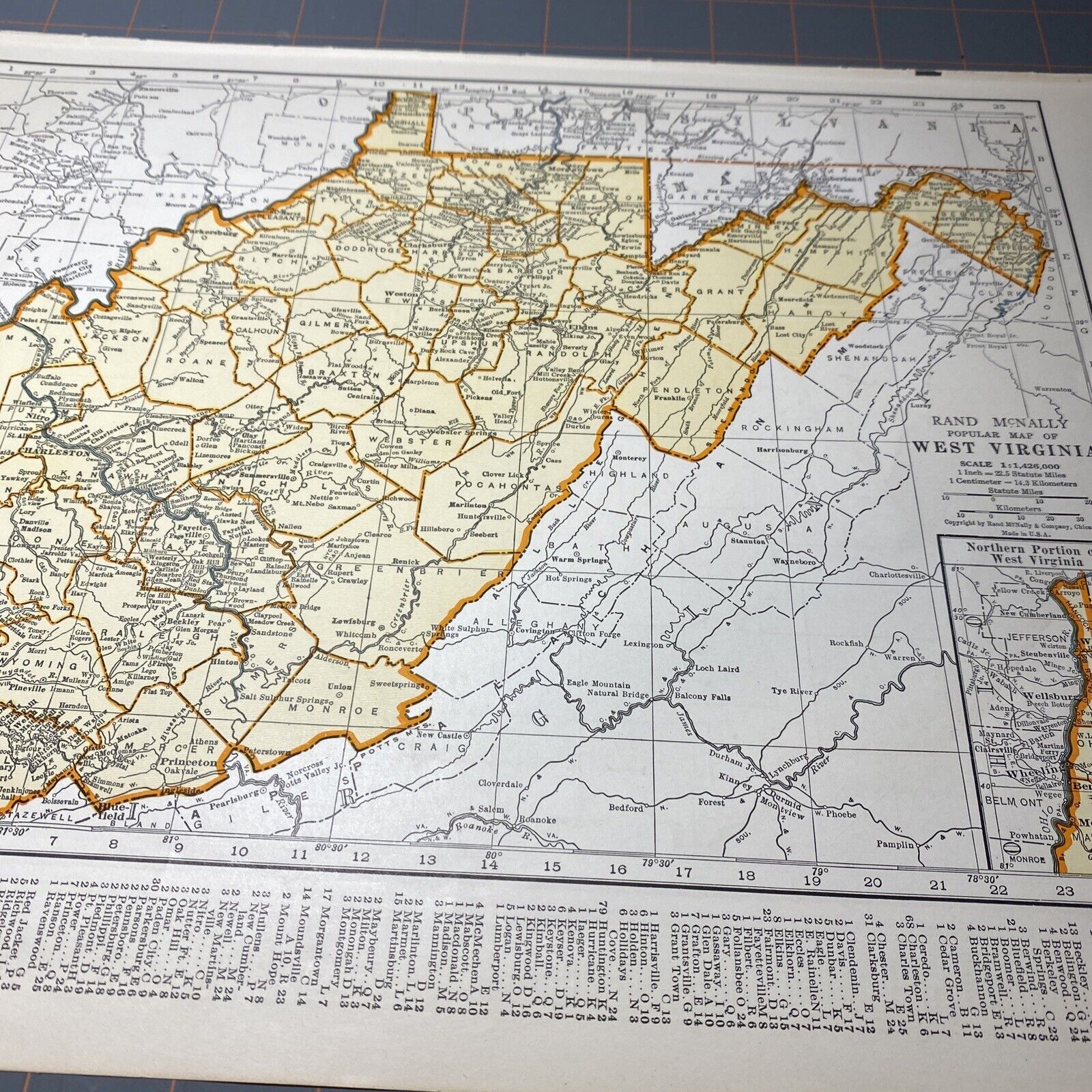 1940\'s West Virginia atlas Map Vintage before end of WW2