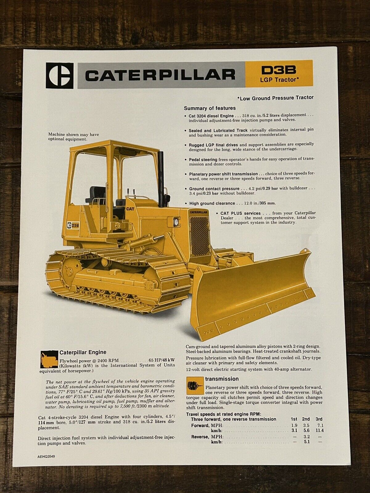 Caterpillar CAT D3B LGP (Low Ground Pressure) Dozer Brochure 1984